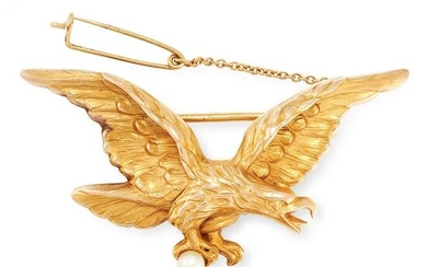 A PEARL EAGLE BROOCH, EARLY 20TH CENTURY in 18ct yellow