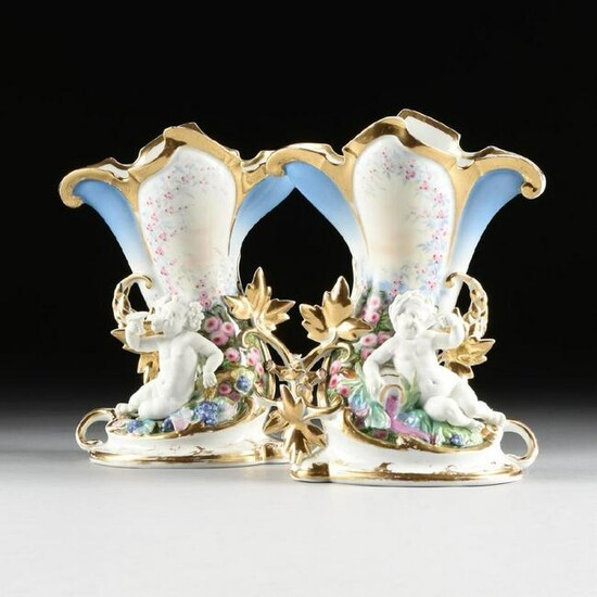 A Pair Of Old Paris Polychrome Enamel Decorated And