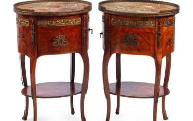 A Pair of Louis XV/XVI Transitional Style Parquetry