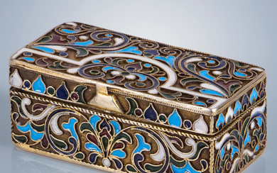 A Parcel Gilt Silver and Enamel Cloisonne Snuff Box, Russia, Late 19th Century