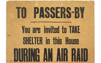 A RARE WORLD WAR 2 CARDBOARD LONDON AIR RAID SIGN
