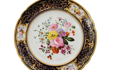 A RUSSIAN PORCELAIN HAND-PAINTED P:ATE, 19 C.