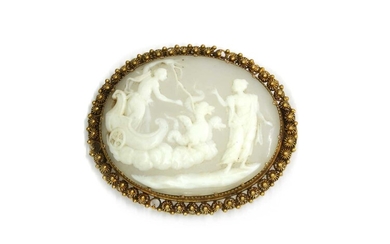 A Regency gold mounted shell cameo brooch