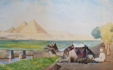 A SIGNED WATERCOLOR DEPICTING AN ARAB BOY, 19 C.