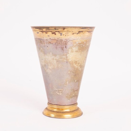 A Scandinavian silver beaker, probably Finnish, circa 1720, parcel-gilt,...