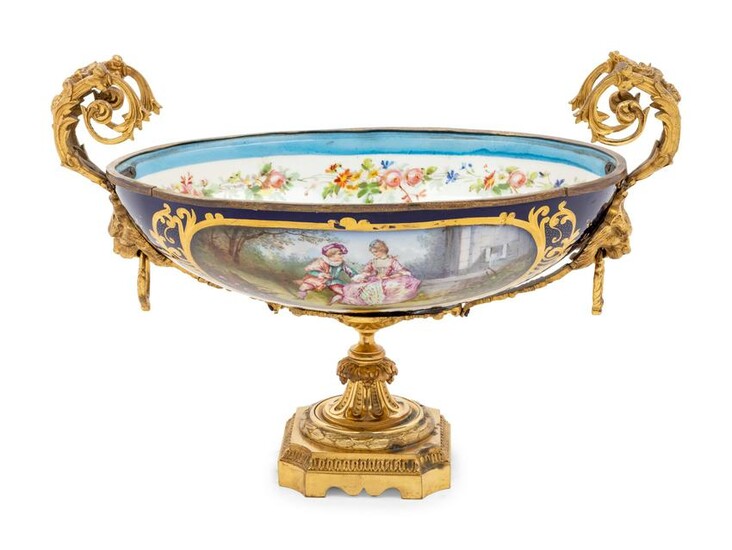 A Sevres Style Gilt Bronze Mounted Porcelain Bowl