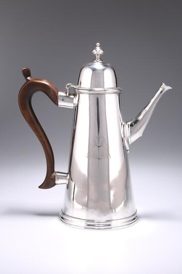 A VERY RARE GEORGE II PROVINCIAL SILVER COFFEE POT, by