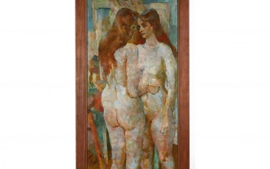 A Vintage American School Painting of Two Nude Women