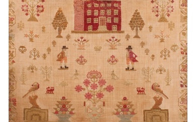 A William IV needlework sampler, worked in coloured wool wit...