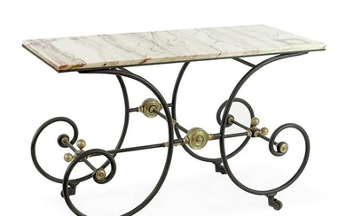 A Wrought Iron and Marble Baker