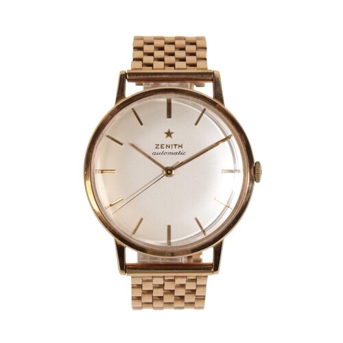 A ZENITH 9CT GOLD GENTLEMAN'S BRACELET WATCH with automatic ...