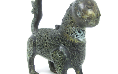 A bronze incense burner in the form of a lion