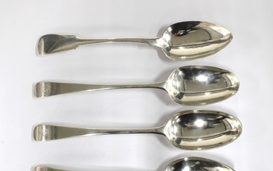 A collection of 19th century Aberdeen silver tablespoons to ...