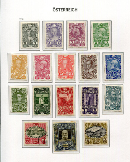 A collection of Austria stamps in two Davo printed albums, from 1850 mint and used, 1910 to 10 krone