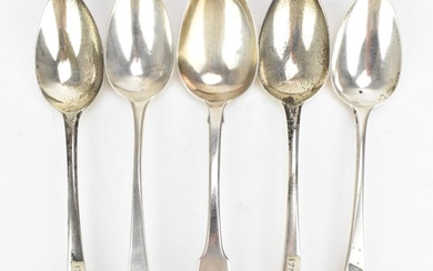 A collection of George III silver tablespoons, to include tw...