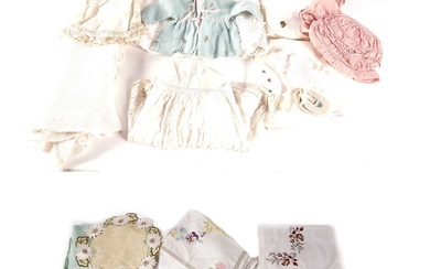 A collection of baby clothing; domestic needlework; and other textiles