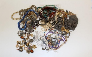 A collection of silver, hardstone and costume jewellery to include...