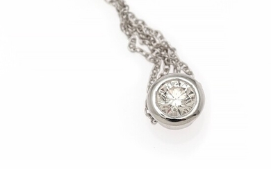 A diamond necklace set with a brilliant-cut diamond weighing app. 0.35 ct., mounted in 14k white gold. Diam. 6.6 mm. L. 44 cm.