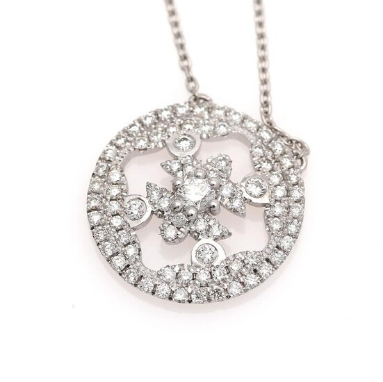 NOT SOLD. A diamond necklace with a pendant set with numerous brilliant-cut diamonds weighing a total of app. 0.75 ct., mounted in 14k white gold. – Bruun Rasmussen Auctioneers of Fine Art