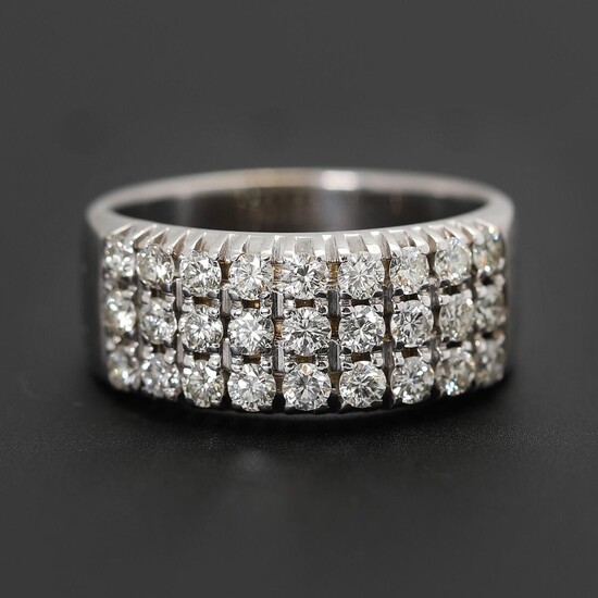 NOT SOLD. A diamond ring set with numerous brilliant-cut diamonds weighing a total of app. 1.08 ct., mounted in 18k rhodium plated gold. Size app. 56. – Bruun Rasmussen Auctioneers of Fine Art