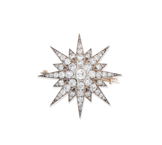 A diamond star brooch/pendant,, circa 1890