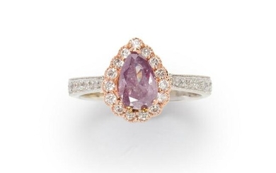 A fancy intense pink-purple diamond ring