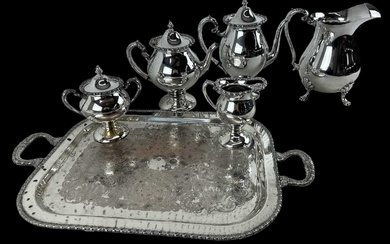 A four piece silver plated tea and coffee service on...