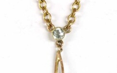 A gold aquamarine and split pearl Edna May pendant