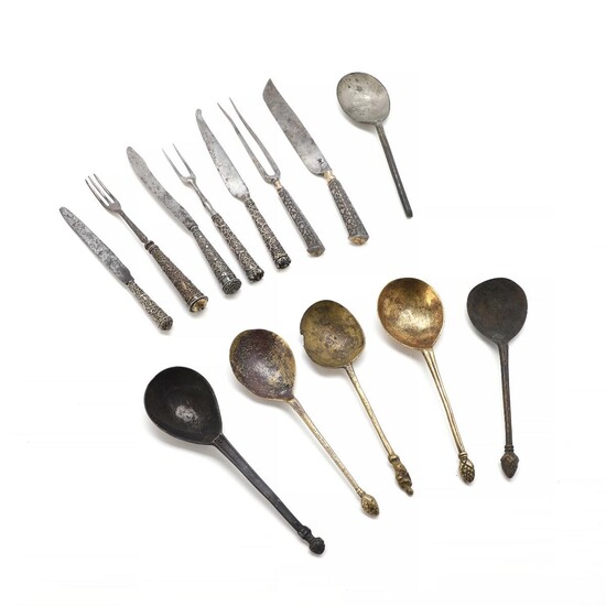 SOLD. A group of 17th-18th century Renaissance and Baroque bronze, pewter in silvered metal cutlery pieces. (13) – Bruun Rasmussen Auctioneers of Fine Art