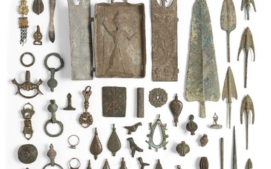 A group of lead weights, Roman belt fittings and later metalwork items, mainly Egypt and North Africa (a quantity) Provenance: Collected by the vendor's uncle in the 1960s
