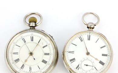 A hallmarked silver cased key wind pocketwatch, together with a hallmarked silver cased top wind pocketwatch.
