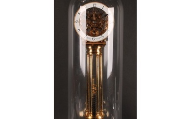 A large 19th century style brass pillar timepiece, 13cm cloc...