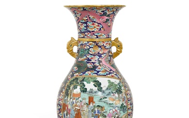 A large famille-rose 'dragon and phoenix' vase, Jiang Zhenglong mark,...