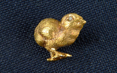 A mid Victorian gold chick stick pin, with diamond eye.