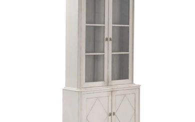 A painted Gustavian style display cabinet. Late 19th century. H. 220 cm....
