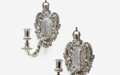 A pair of Edward VII sterling silver wall lights