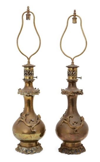 A pair of Japanese bronze vases, early...
