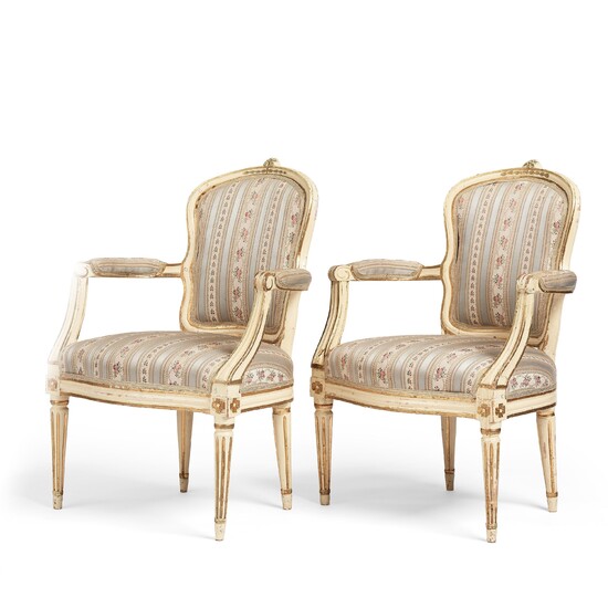 A pair of Transition (rococo/gustavian) armchairs.