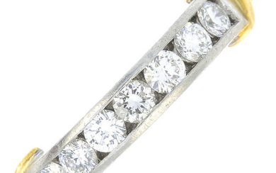 A platinum brilliant-cut diamond ring.
