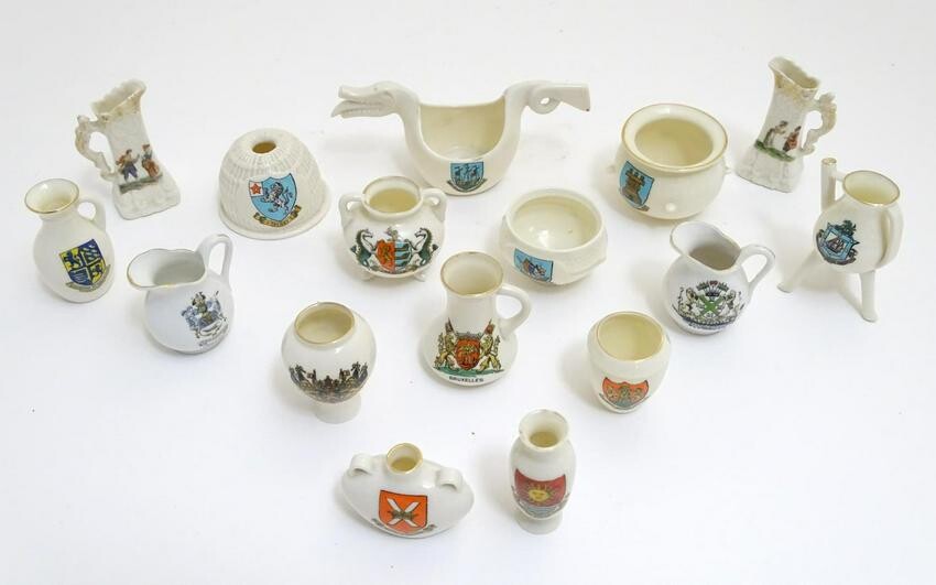 A quantity of assorted W. H. Goss China crested ware to