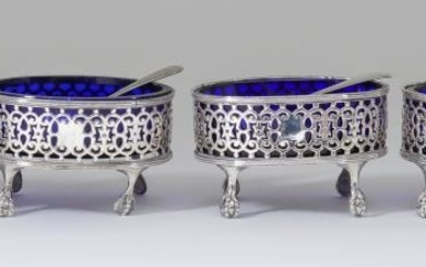 A set of four George III Silver Oval Salts,...