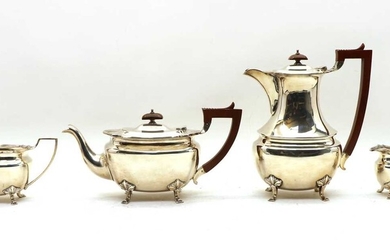 A silver four-piece tea set