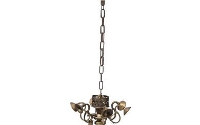 A small German brass chandelier, circa 1700