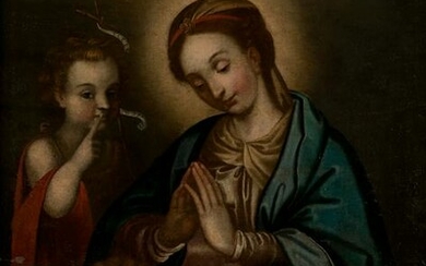 ANONYMOUS "NiÃ±o JesÃºs dormido con la Virgen y San
