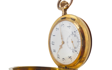 ANTIQUE MEN'S JUMP COVER POCKET WATCH AROUND 1900 MADE OF 14 CARAT REDDISH YELLOW GOLD.