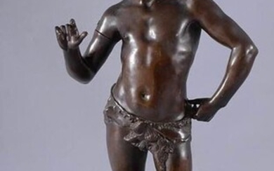 Adolphe Jean Lavergne (1863-1928) - Sculpture, "The Snake Charmer" - 54 cm - Bronze - Late 19th century