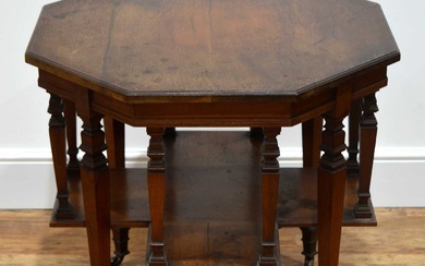 Aesthetic movement walnut, occasional table with octagonal top, stepped ou...