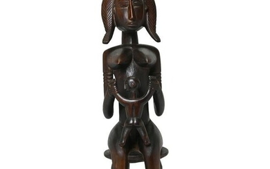 African Baule Carved Wood Maternity Figure.