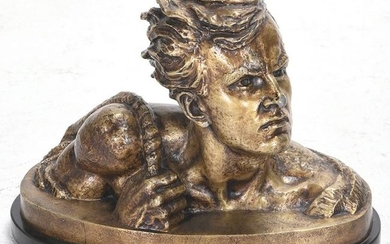 Alexandre Ouline Belgian Bronze Bust of a Man.
