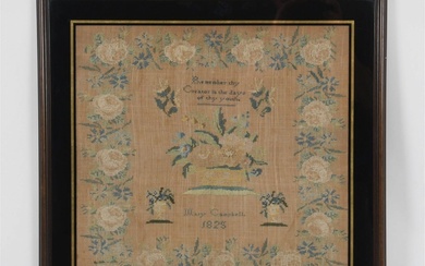 American Girlhood Needlework Sampler, Mary Campbell, 1825